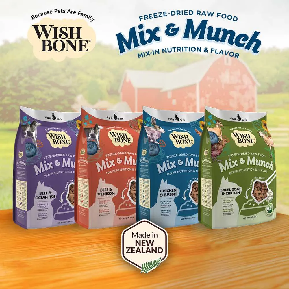 15% OFF: Wishbone Mix & Munch Chicken & Rabbit Grain-Free Freeze-Dried Raw Food Cat Food Topper 350g