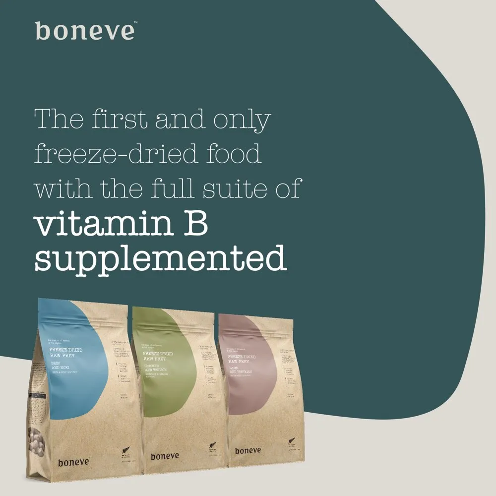 20% OFF 100g (Exp 27Apr25): Boneve Beef & Hoki Skin & Coat Support Grain-Free Freeze-Dried Raw Dog Food