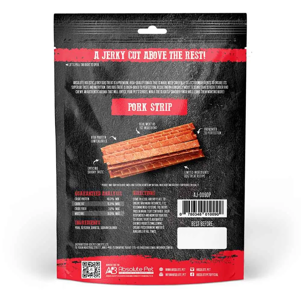 20% OFF: Absolute Holistic Pork Loin Strip Grain Free Dog Treat 100g