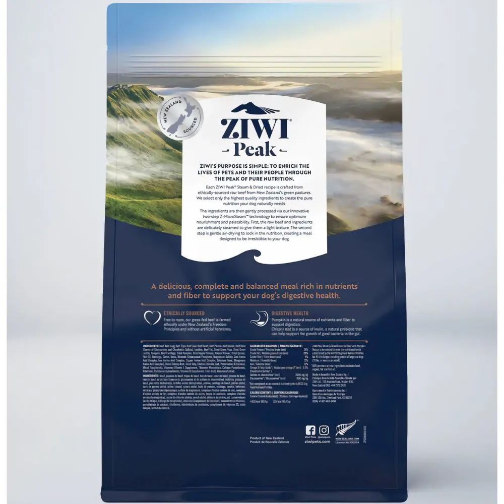 20% OFF: ZiwiPeak Grass Fed Beef With Pumpkin Recipe Steam & Dried Dog Food