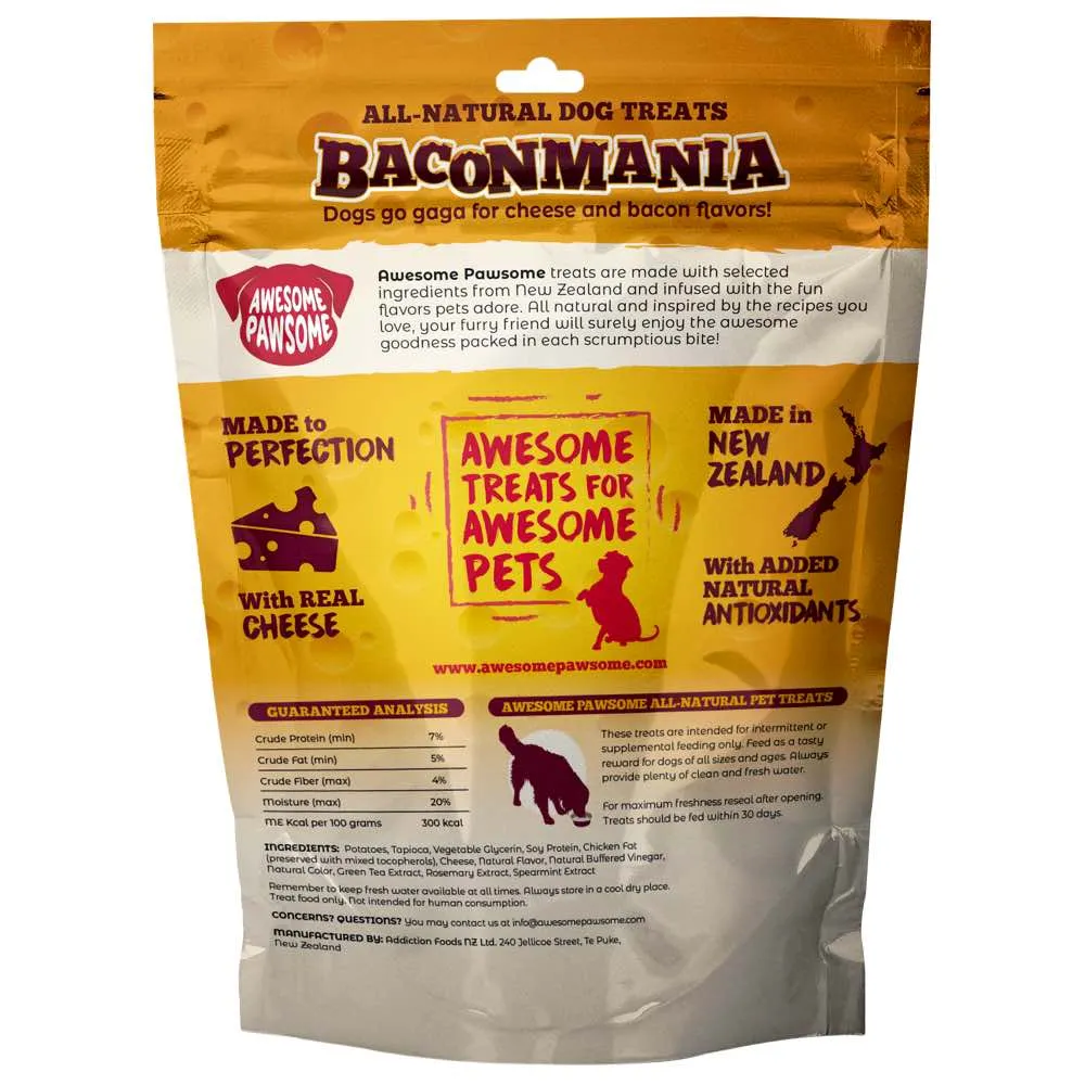 4 FOR $14: Awesome Pawsome Baconmania Grain-Free Dog Treats 3oz