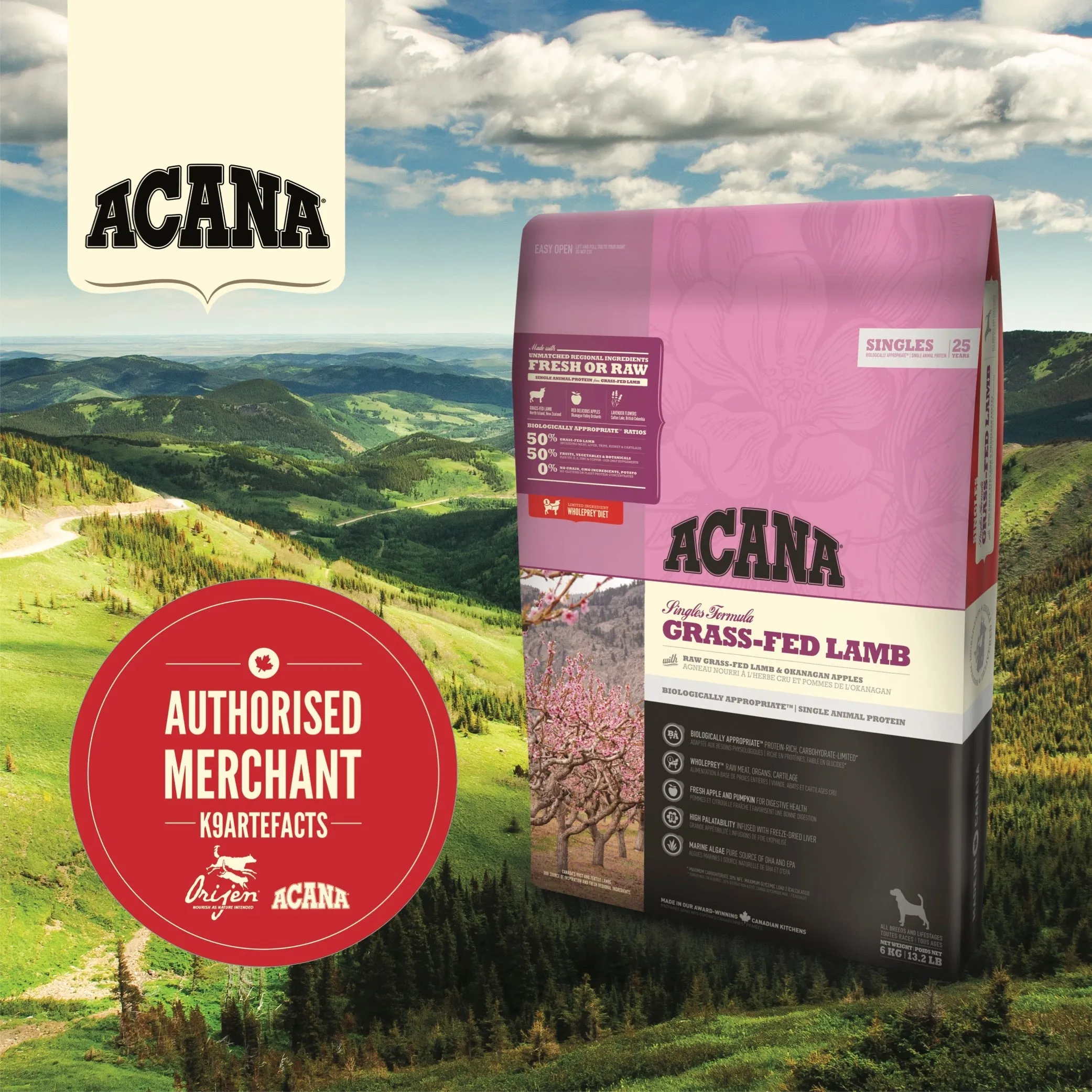 Acana Grass Fed Lamb, Dry Dog Food