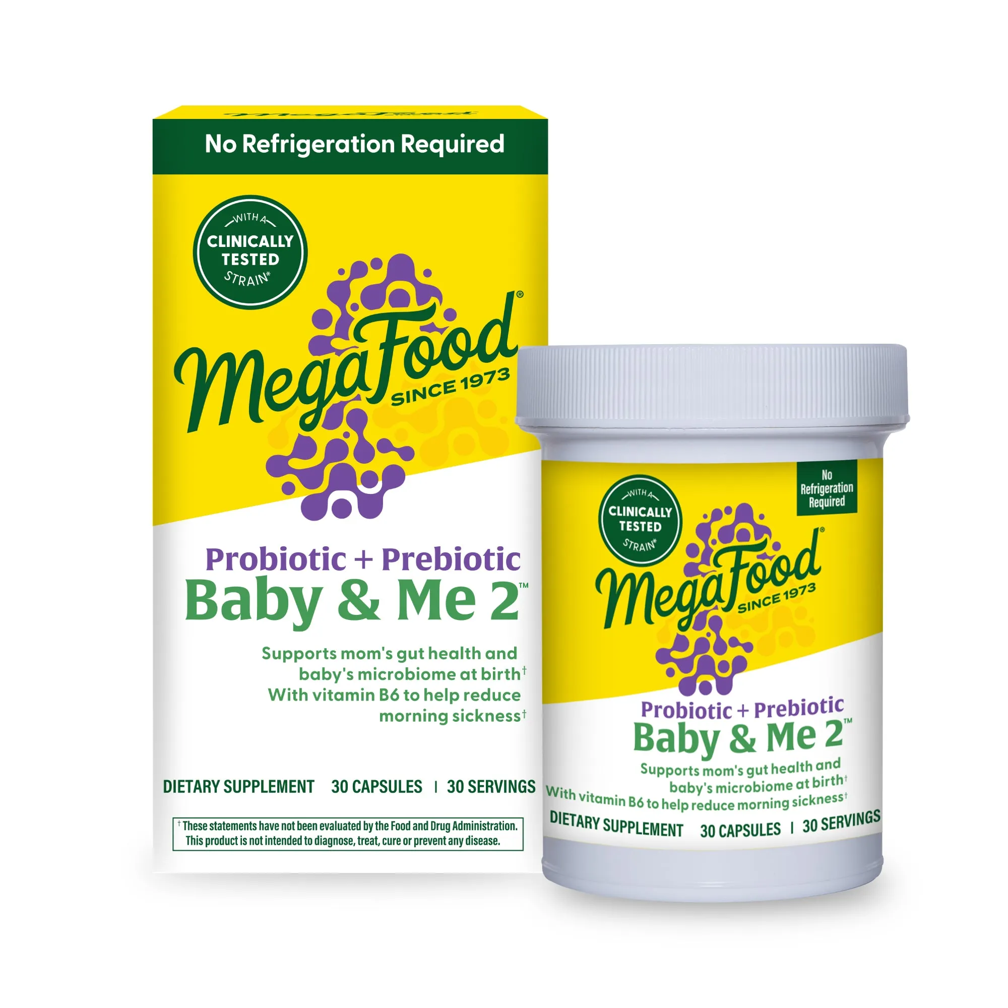 Baby & Me 2 Prenatal Probiotic   Prebiotic - Shelf Stable - Clinically Tested Strain