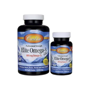 Carlson Labs Elite Omega-3 Gems Softgels, Natural Lemon Flavor 120 ea