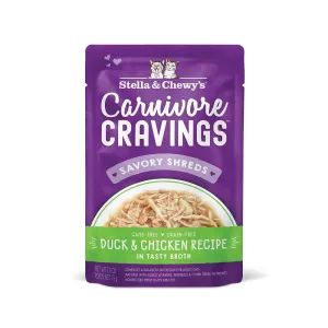 Carnivore Cravings  Chicken & Duck 100% Complete Balance Diet Recipe In Tasty Broth (Savory Shreds) Cat Pouch