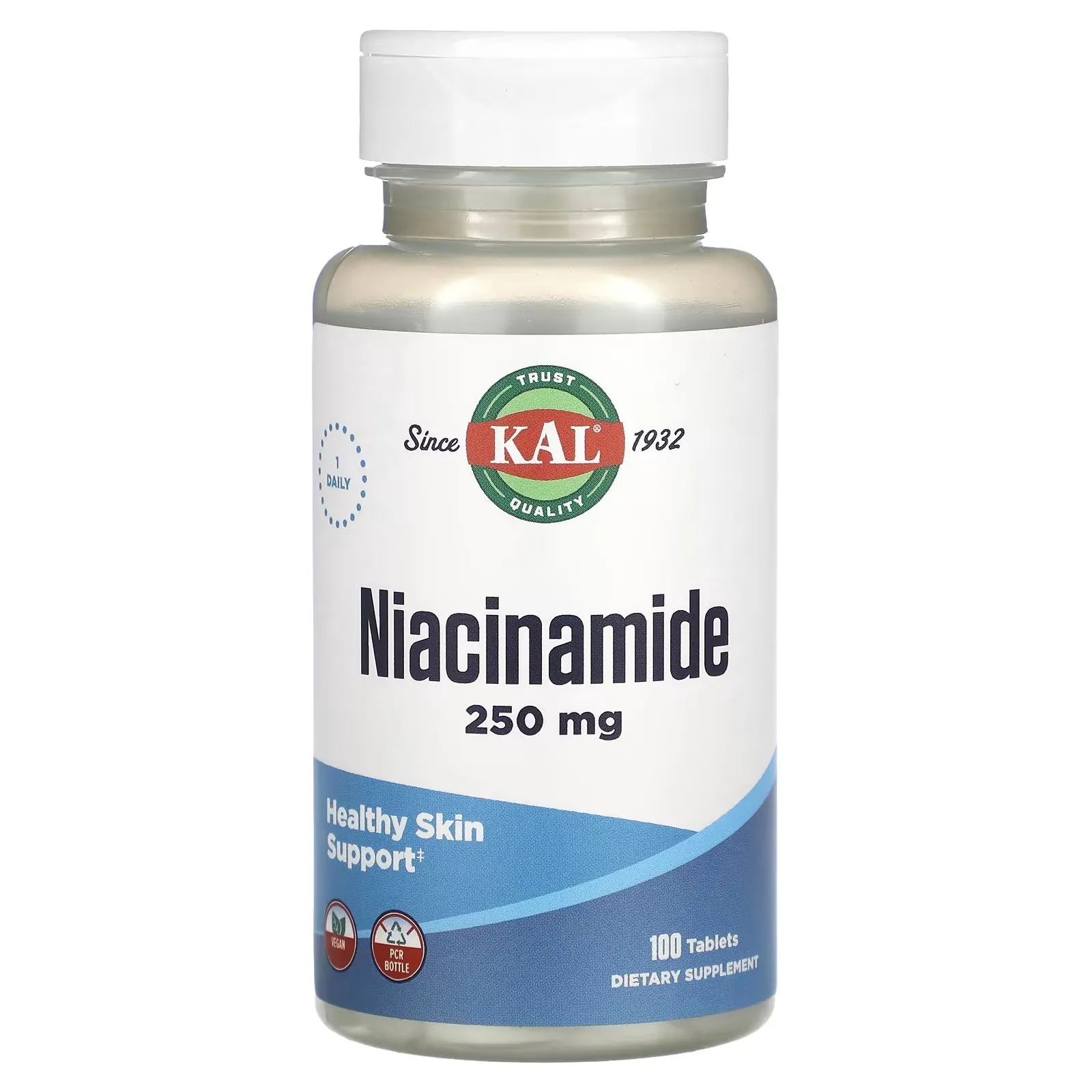 Dietary supplement KAL niacinamide 250 mg., 100 tablets