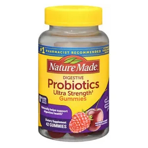 Digestive Probiotics Ultra Strength Raspberry And Cherry 42 Gummies  By Nature Made