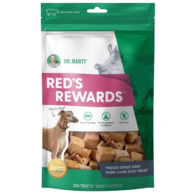 Dr. Marty Red's Rewards Freeze-Dried Raw Pork Liver Dog Treat 4-oz.