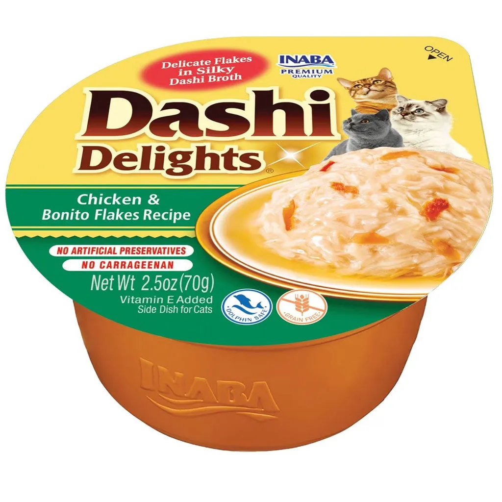 Inaba Dashi Delights Chicken & Bonito Flakes Recipe in Broth Cat Food, 2.5-oz