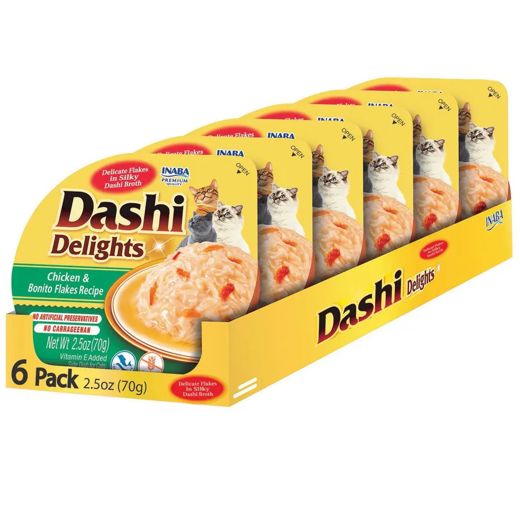 Inaba Dashi Delights Chicken & Bonito Flakes Recipe in Broth Cat Food, 2.5-oz