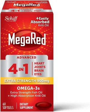 ITEM# 0088   MegaRed Fish Oil   Krill Oil 900mg Omega 3 Supplement with EPA & DHA, Supports Heart, Brain, Joint and Eye Health, No Fishy Aftertaste (Watch Video)