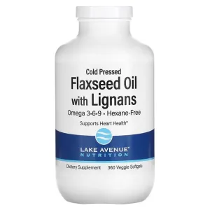 Lake Avenue Nutrition Cold Pressed Flaxseed Oil with Lignans 360 vegetable softgels