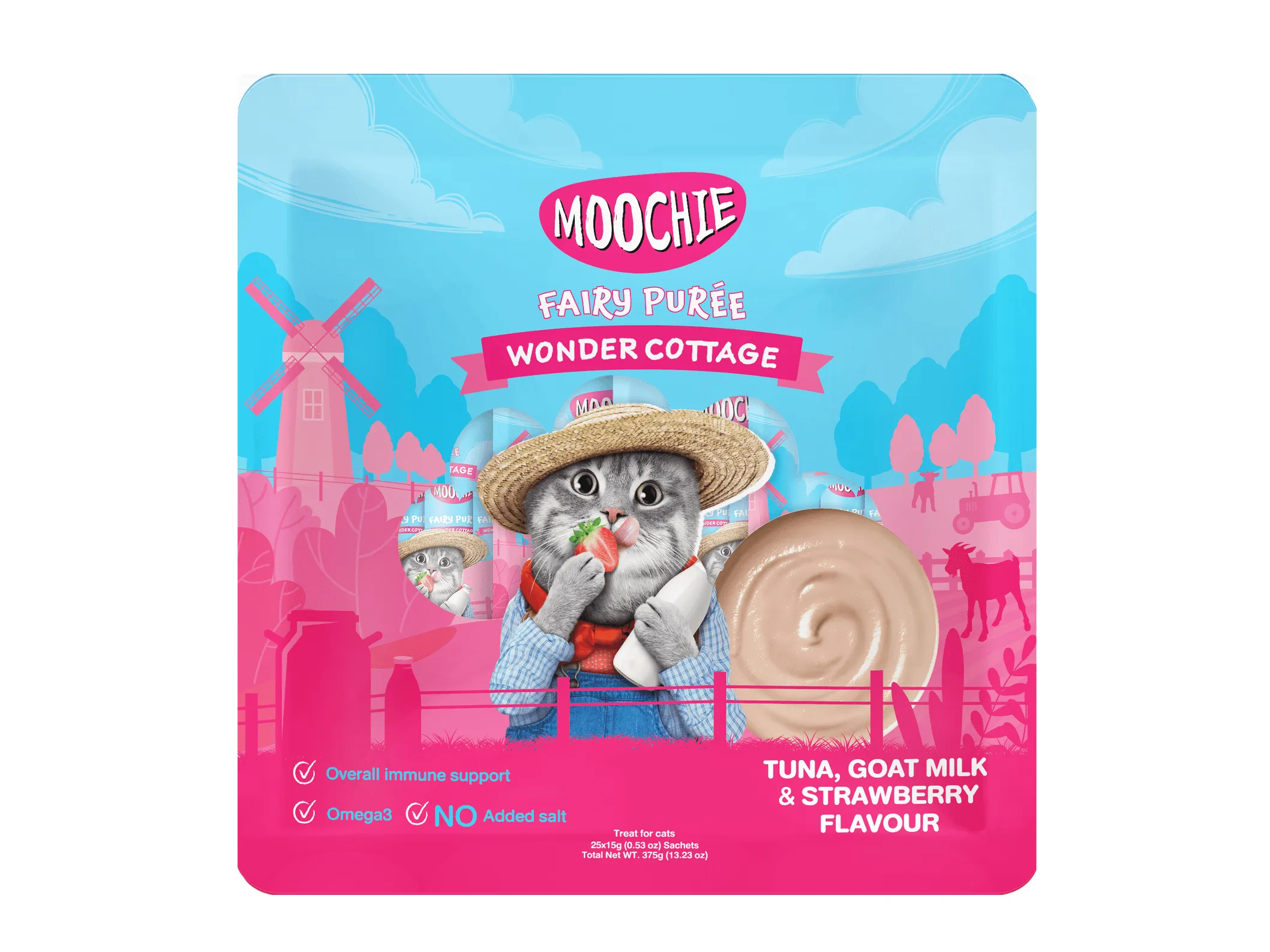 MOOCHIE TUNA, GOAT MILK & STRAWBERRY FLAVOR 25X15g POUCH