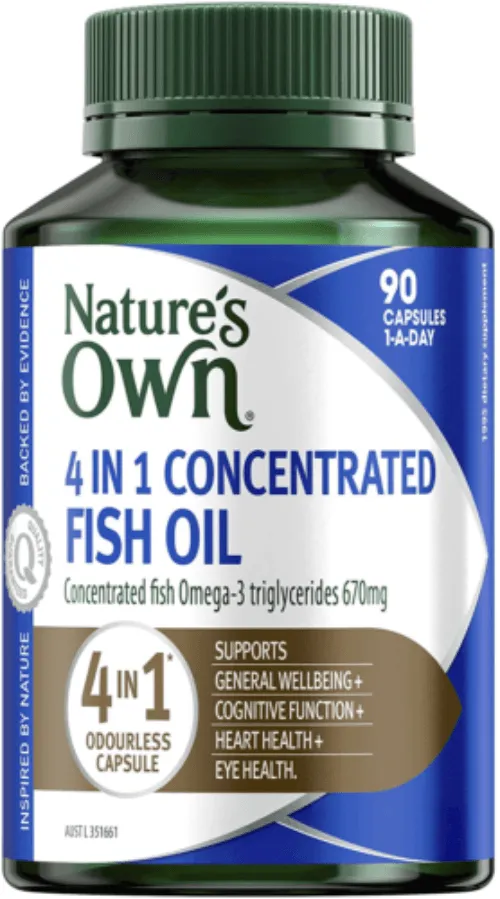 Natures Own 4 In 1 Concentrated Fish Oil Odourless 90 Capsules