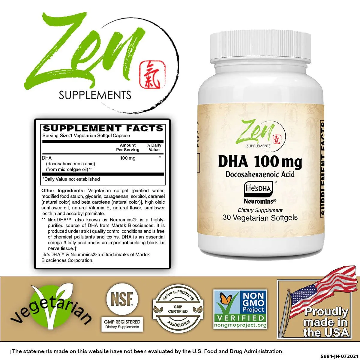 Neuromins DHA 100mg - Vegan & Algae Based - 30 Vcaps