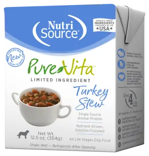 Nutri Source Pure Vita Turkey Stew Limited Ingredient Wet Dog Food 12oz