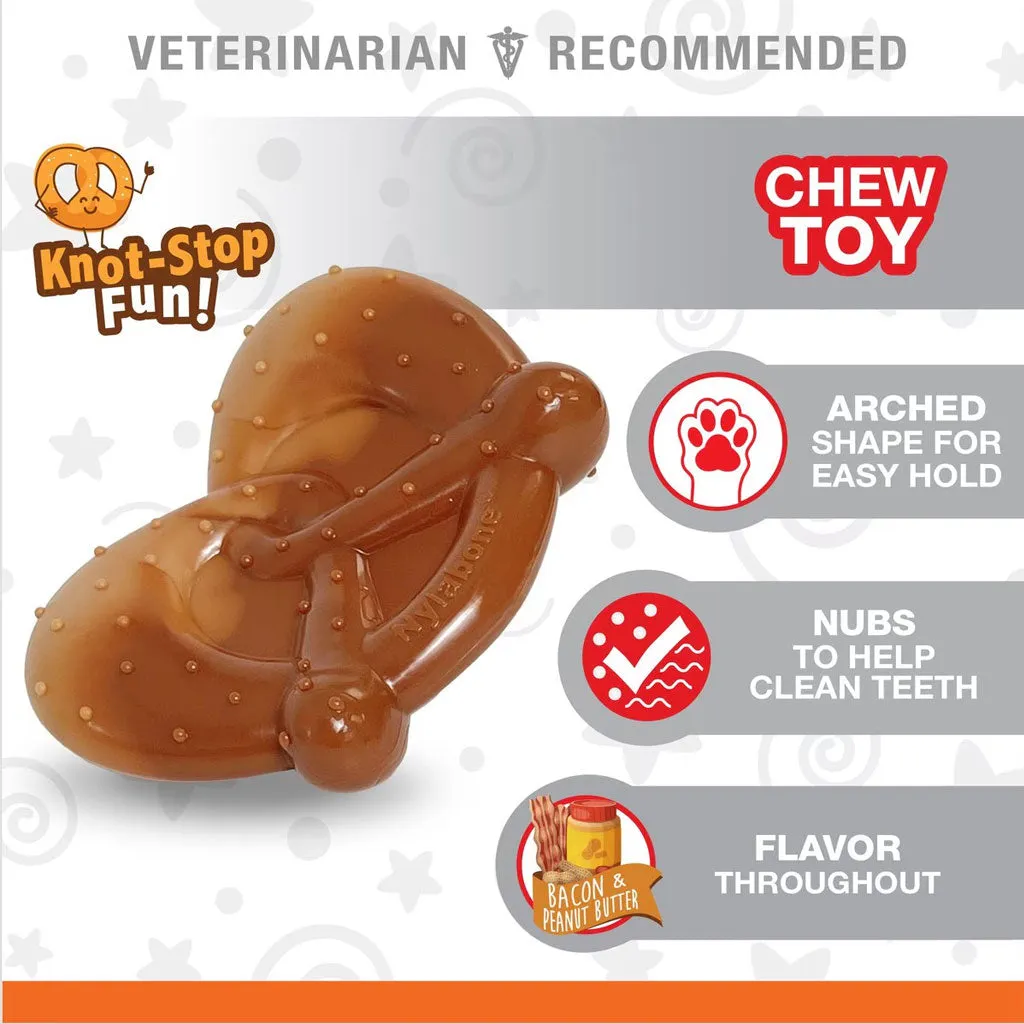 Nylabone Power Chew Pretzel Dog Toy Bacon & Peanut Butter