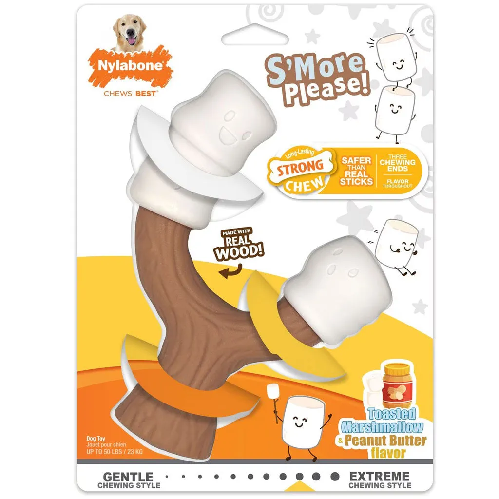 Nylabone Strong Toasted Marshmallow Stick & Peanut Butter Flavor Tough Dog Chew Toy, Large/Giant