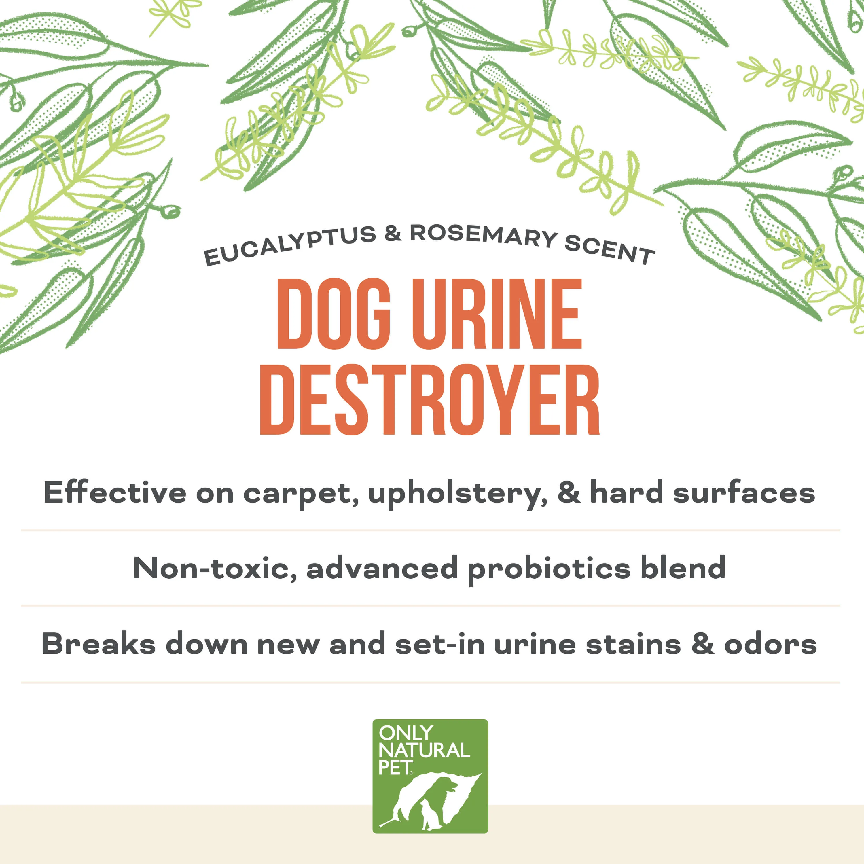 Only Natural Pet Dog Urine Stain & Odor Destroyer Probiotic Spray for Dogs 32 oz