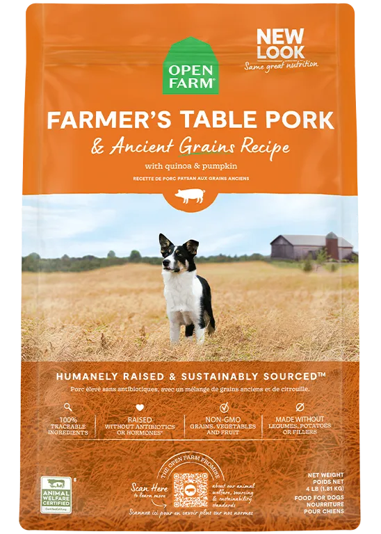 Open Farm Farmer's Table Pork & Ancient Grains Dry Dog Food 4lb