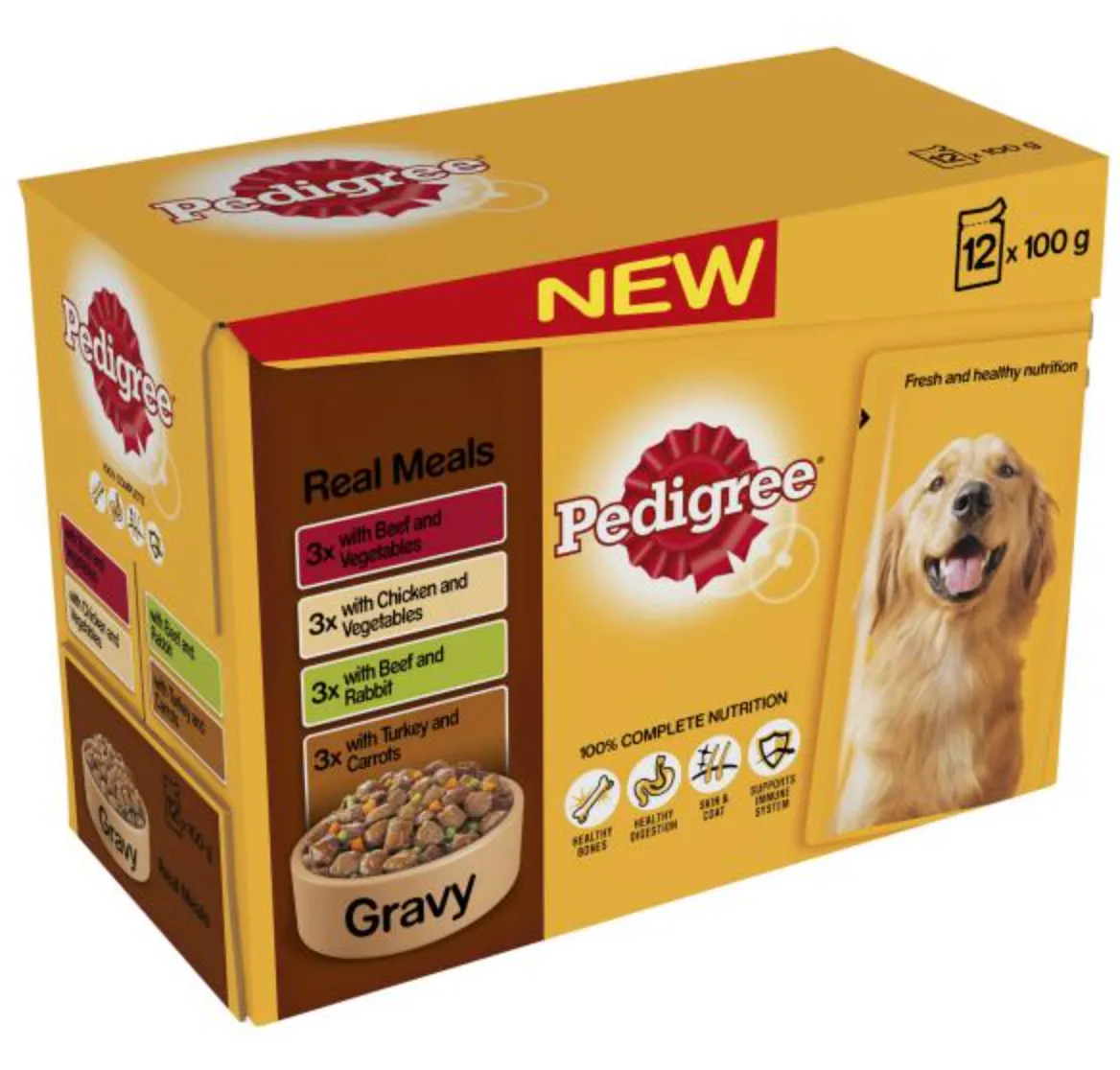 Pedigree Pouch Adult Gravy Real Meals 12x100g 