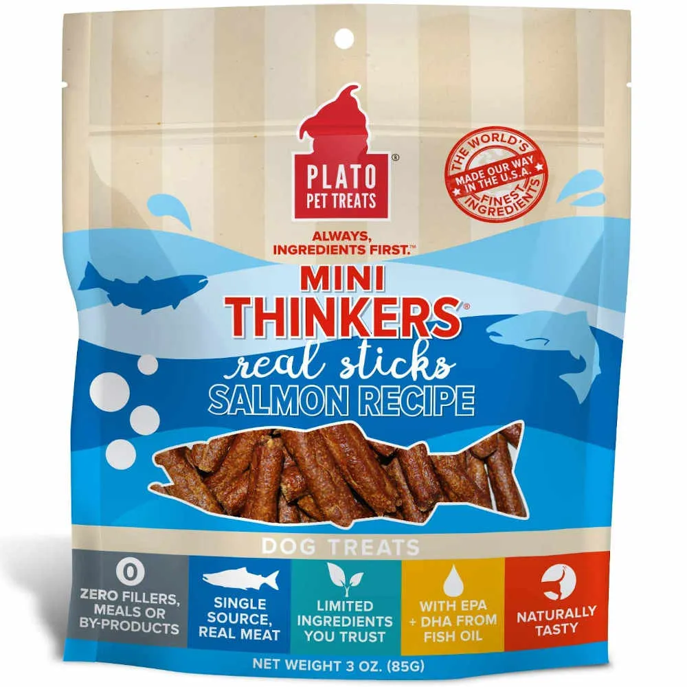 Plato Mini Thinkers Salmon Sticks Dog Treats 3oz