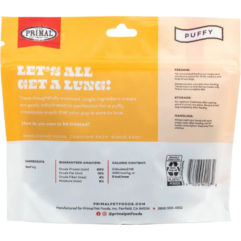 Primal Let's All Get A Lung Beef Lung Grain-Free Dog Treats 1oz