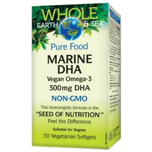 Pure Food Marine DHA 300 mg Vegan Omega-3, Whole Earth & Sea® Vegetarian Softgel