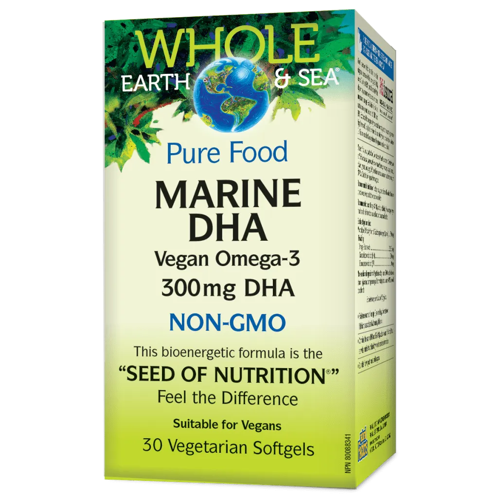 Pure Food Marine DHA 300 mg Vegan Omega-3, Whole Earth & Sea® Vegetarian Softgel