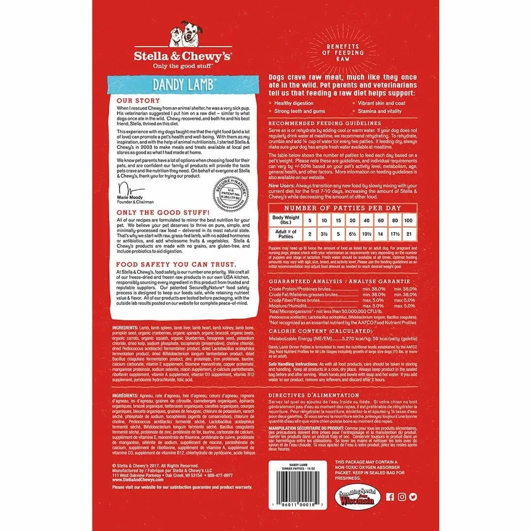 Stella & Chewy's Dandy Lamb Dinner Patties Freeze-Dried Dog Food