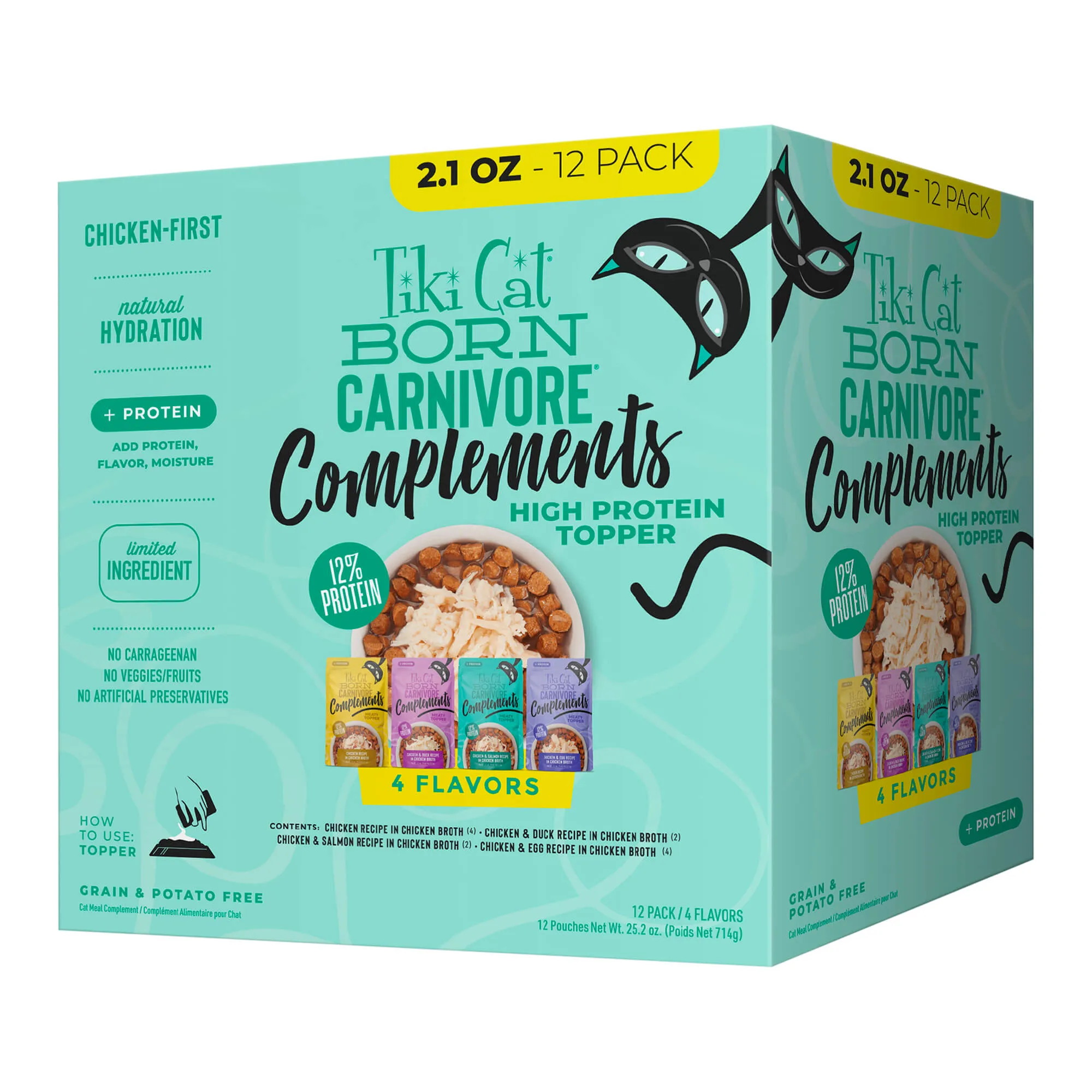 Tiki Cat Born Carnivore Complements Wet Cat Food Topper, Variety Pack