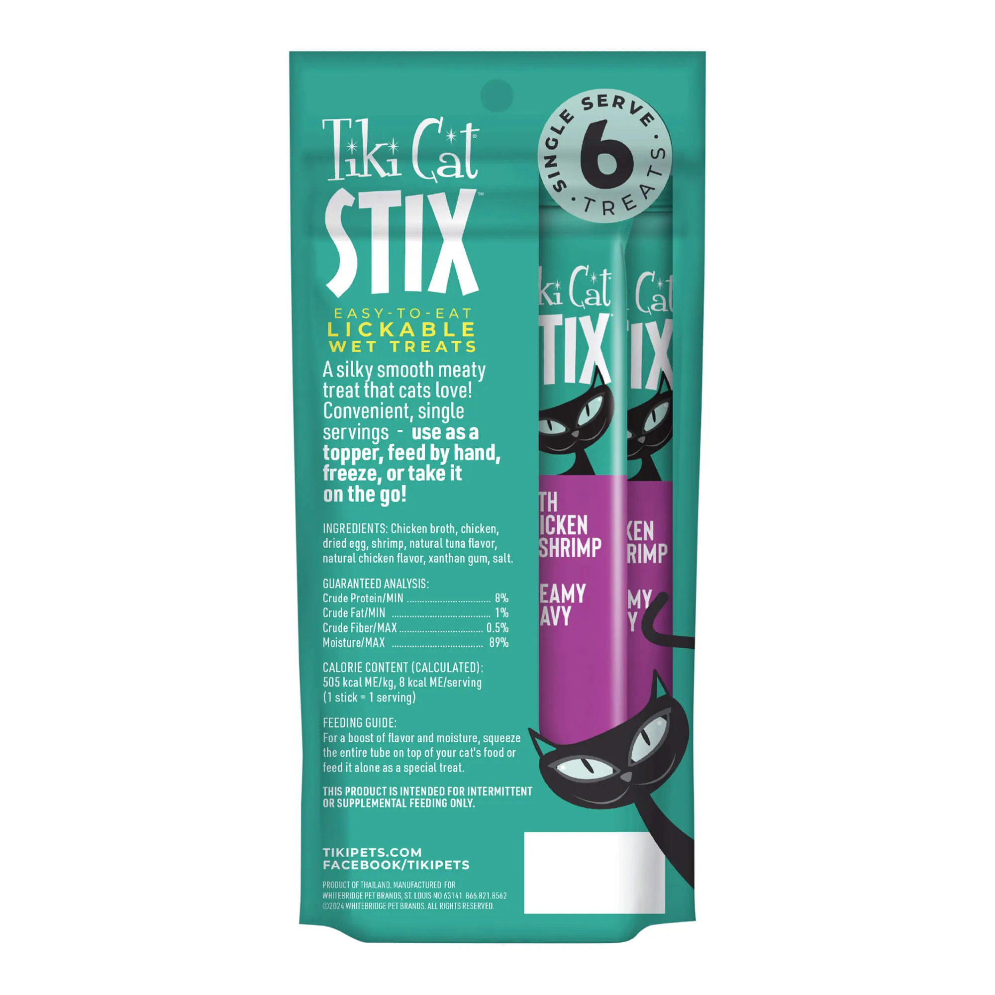 Tiki Cat Stix Wet Cat Treats, Chicken & Shrimp, Case of 12 (6 ct)