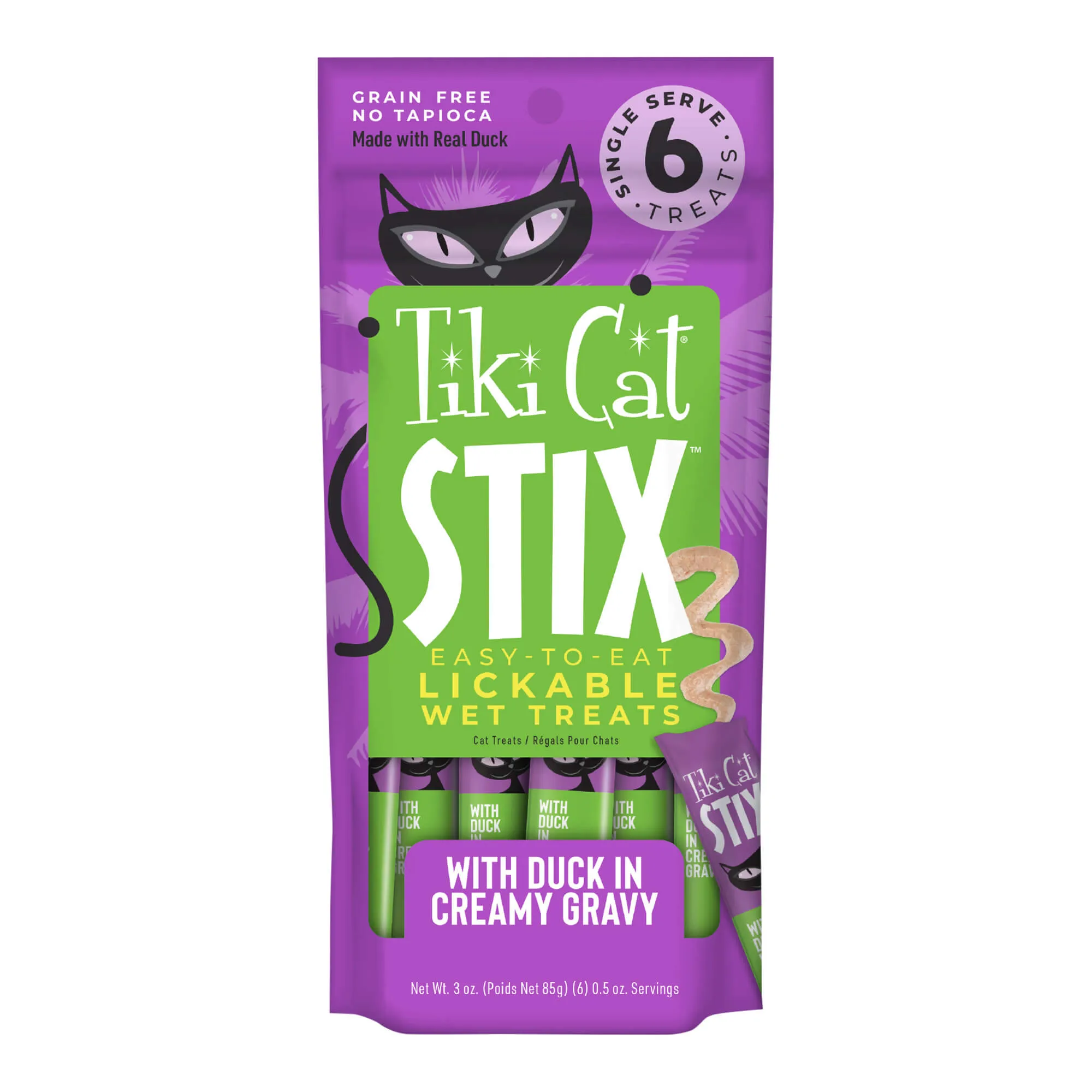 Tiki Cat Stix Wet Cat Treats, Duck, 3 oz Pouch, 12 ct