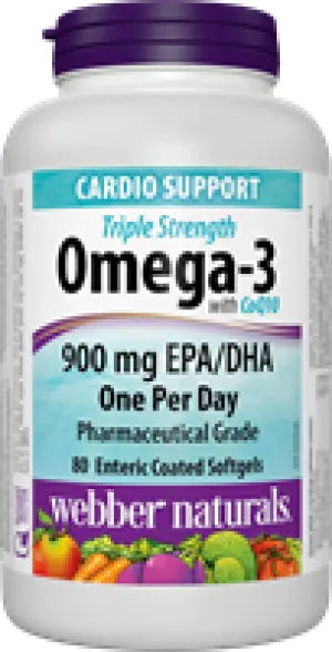 Triple Strength Omega-3 with CoQ10, 900 mg (EPA, DHA), 100 mg, 80 softgels