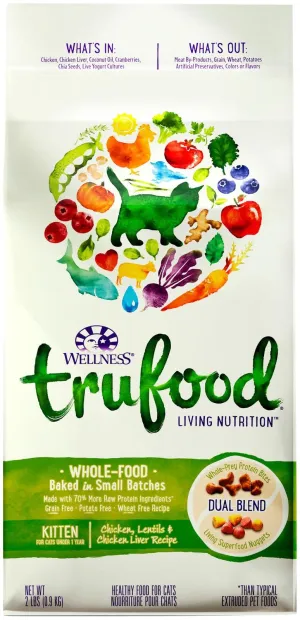 Wellness TruFood Baked Blends Grain-Free Chicken, Lentils & Chicken Liver Kitten Recipe Dry Cat Food